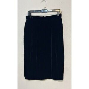 Flora Kung Women Size 10 Black Velvet Silk/Rayon Midi Skirt Y2K Goth Luxury